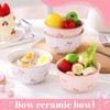 Maxdot 10 oz Pink Bow Ceramic Bowls Set of 4