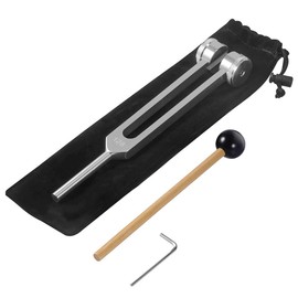 Bamyli Stimmgabel 128 Hz Set, Stimmgabel mit Silikonhammer Reparaturwerkzeug und Reinigungstuch, Aluminiumlegierung, Präzise Frequenzgang für Klangtherapie Heilung,Stimmgabel Neurologie