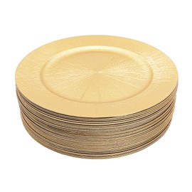 50pcs Plastic Charger Plates 13" Round Gold Serving Charger for Dinner Reusable Charger Plate for Wedding, Catering, Parties, Restaurant, Home Dinner Use