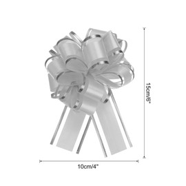 QUARKZMAN Pack of 10 Gift Bows 10 cm Gift Ribbons Mat Pull Bow Large Decorative Bow for Gift Wrapping Wedding Bags Christmas Baskets Car Decoration, Grey