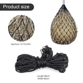 0XBIT Hay Net for Horses, Hay Net Tight Mesh, Black Hay Net with Fixed Ring, Improve Digestion, Hay Bag for Horses for Feeding Horses, Goats and Donkeys