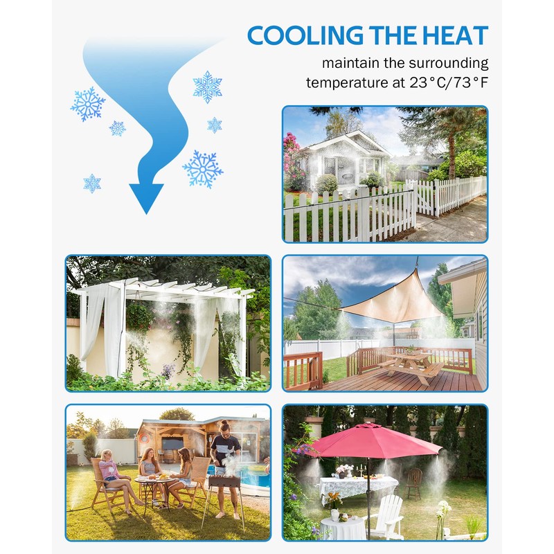 HOMENOTE Misting Cooling System, 26FT (8M) Misting Line + 7