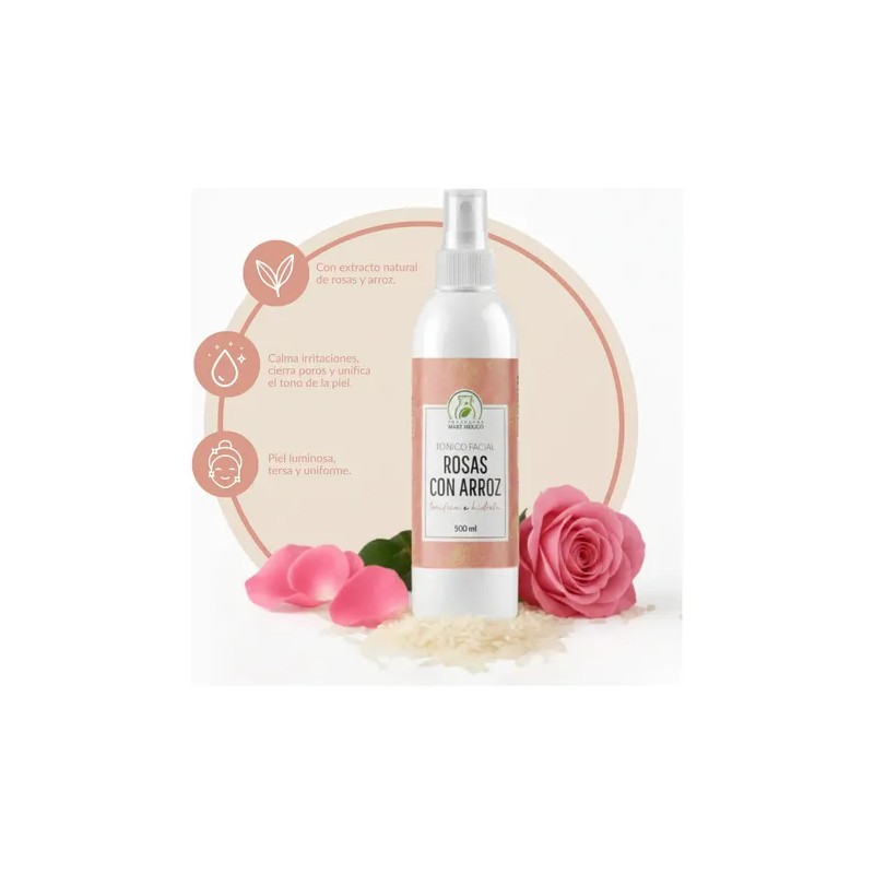 Tónico Facial Rosas Con Arroz Piel Iluminada Y Suave 500