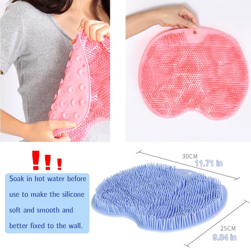 Paquete de 2 cepillos de silicona para ducha y pies,
