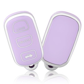 OFFCURVE Key Fob Cover Soft TPU Car Key Case Protector for 2002-2006 Camry / 2002-2003 Solara Keyless Entry Remote, Silver Purple