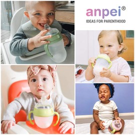 Anpei Sippy Cup - Juego de 2 pezones transicionales con funda de almacenamiento para tetina compatible con biberones Comotomo, 5 onzas y 8 onzas