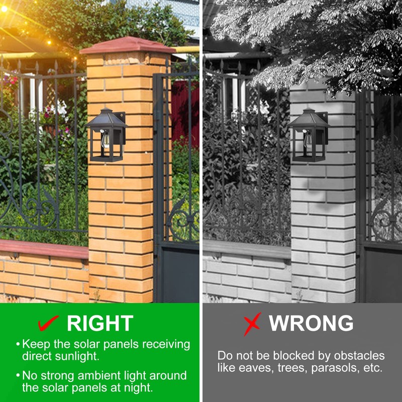 Kuniwa 2 Pack Solar Wall Lantern Lights Outdoor Dusk to