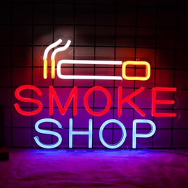 Vinray Smoke Shop Neon Sign for Business Advertising,Smoking Lounge,Man Cave Light,Home Bar or Garage Decor,Vibes Lights for Pub,Party.5V USB.