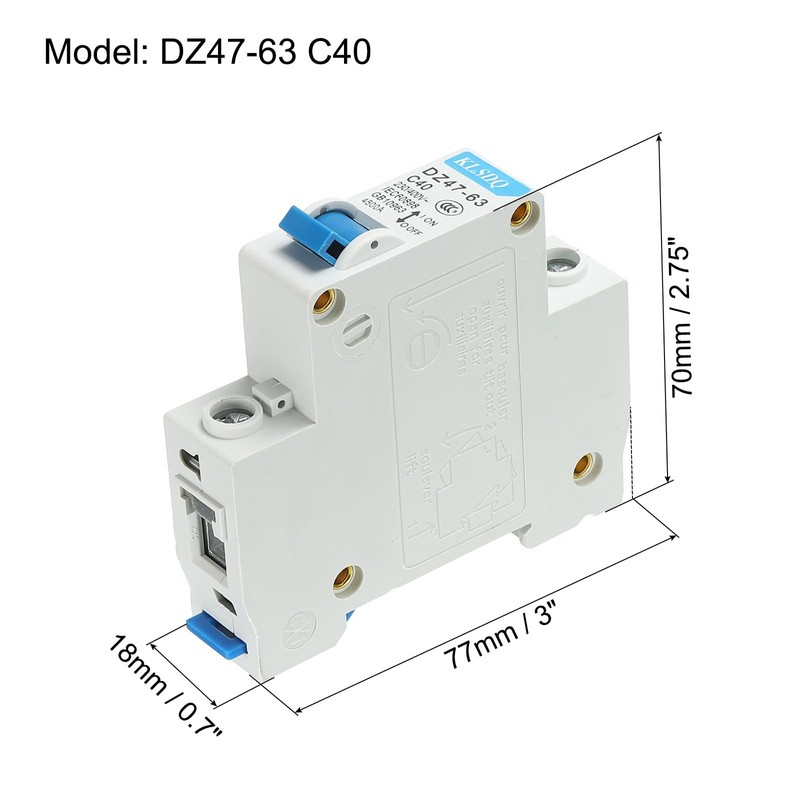 sourcing map Miniature Circuit Breaker Low Voltage AC 40A 230/400V