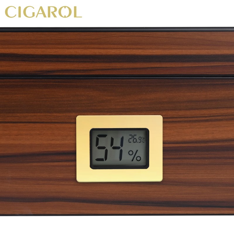 CIGAROL Cigar Humidor, Glass Top Desktop Humidor Case with Digital