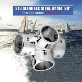 Marine 90 Degree 4-Way Cross Tube Pipe Connector, Heavy Dudy Stainless Steel 316 Boat Hand Rail Fitting Yacht Hand Pipe 90 Degree Elbow (Size: 22.4mm /0.88")
