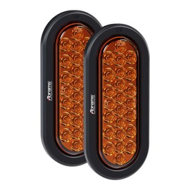 6 Inch Amber LED Trailer Tail Light - Oval Truck Park Turn Signal Lights IP67 Waterproof RV Semi Truck Taillight DOT Certified 24 Bright LEDs With Colored Lens, Grommet & Plugs Included - 2 Pack
