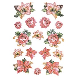 Ideen mit Herz Sticker Sheet "3D Relief Stickers" | Sticker | High-Quality Embossed with 3D Effect | DIN A4 Sheet with Various Designs (Flowers 1)