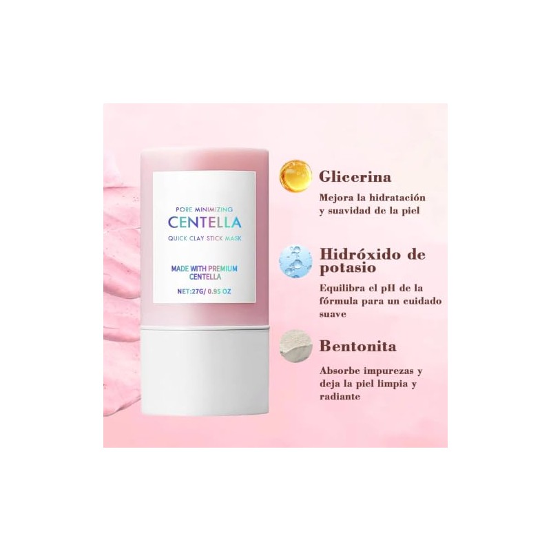 3PC Mascarilla de Arcilla en Barra con Centella Asiática,Poremizing Quick