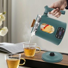 Electric Kettle,Temperature Control Glass Tea Maker LCD Display,Water Boiler & Heater With 360° Swivel Base and 6 Different Kinds of Functions For Coffee,Tea,Milk,Water,Hot Chocolate (Green)