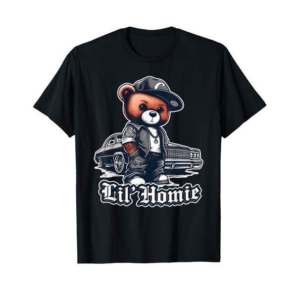 LIL HOMIE Shirt Cute Teddy Bear Hip Hop Lowrider Chicano