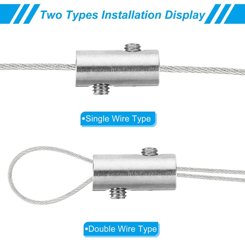 PATIKIL 2pcs 3mm Hole Wire Rope Clip Set 304 Stainless