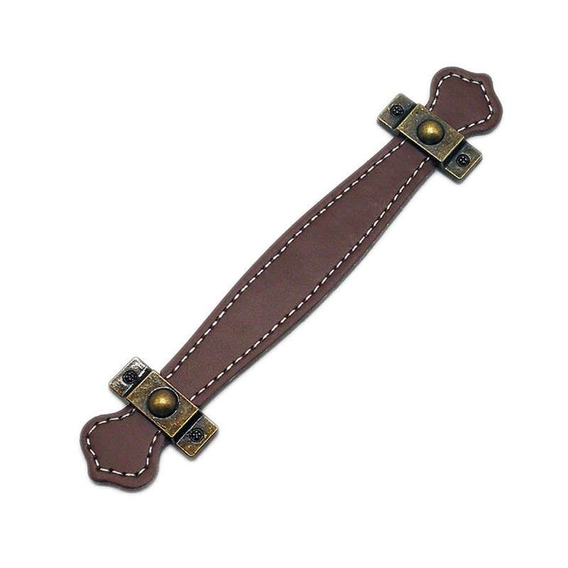 SuPVOX 2 Pcs Brown Leather Drawer Handles Vintage Suitcase Handles