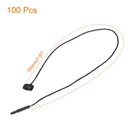 sourcing map Polyester Rope Hang Tag String Snap Lock Pins Loop Price Tag Fastener,Plastic Tags Ties 190mm/7.48 Inch Length,1mm/0.04 Inch Dia,Pack of 100,Black