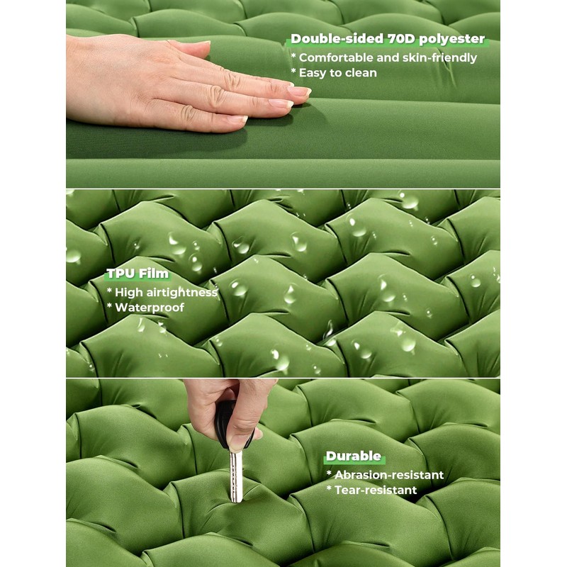Glymnis Sleeping Mat 12CM Thick, Built-in Foot Pump Waterproof Camping