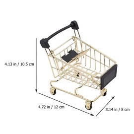 Zerodeko Mini Metal Shopping Cart Gold Shopping Basket Kids Toy Basket Food Fruit Basket Snack Container Storage Box For Retail Supermarkets
