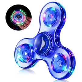 WELLVO LED Fidget Spinner for Kids Adults, Light up Sensory Fidget Toys for Kids 4-8 8-12 ADHD Anxiety Stress Relief, Classroom Prizes Glow in The Dark Hand Fidget Spinner Boys Girls Birthday Gifts