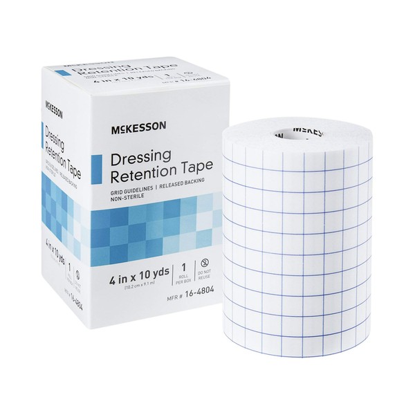 McKesson Dressing Retention Tape, Non-Sterile, Grid Guidelines, 4 in x 10 yd, 1 Roll