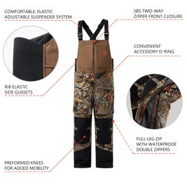 BASSDASH Splice II Men’s Insulated Waterproof Camo Hunting Bibs Ripstop Fishing Pants