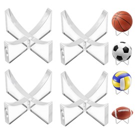Gtziqa Acrylic Ball Stand Holder 4-Pack, Clear Baseball Holder Display Stand Display Case for Softball, Baseball, Golf Ball, Football, Volleyball, Tennis Balls, Crystal Balls, Memorabilia