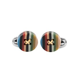 PS Paul Smith Men's 'Signature Stripe' Button Cufflinks, Multicolor, One Size