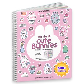 Cupkin Bunny Sticker Book Activity for Kids, Toddler Airplane Travel Essentials, 300+ Bunny Stickers for Kids + 8 Scenes and Coloring Book Pages, Stickers for Toddlers, Crafts Ages 2-8