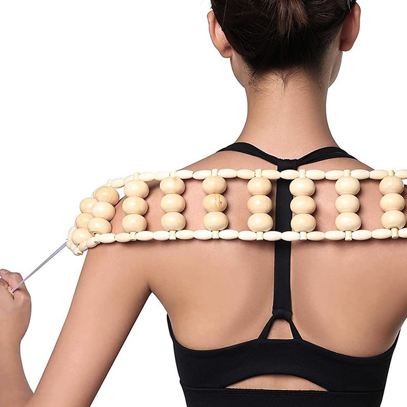 Back Massager Roller Rope Wood Back Roller Massage Manual Relief