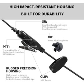 DLECNFUN Walkie Talkie Earpiece with Mic Nylon Braided Design,2 Way Radio Surveillance Earphones with Cord for Motorola,Mobile Ham Radio Headphones
