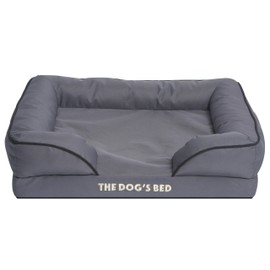 The Dog’s Bed, Orthopedic Egg Crate Foam Waterproof Dog Bed with Standard Support, Medium Grey with Black Trim, Waterproof, Supportive Dog Bed with Replaceable Covers, Veterinary Approved