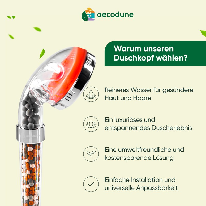 Aecodune Premium Vitamin C Shower Head with Filter - Shower