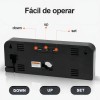 Reloj Digital Royemai Rectangular Negro con Termómetro y Alarma para