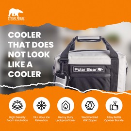 Polar Bear Coolers - Original Nylon Soft Cooler Bag - Insulated Leak Proof Beach Cooler Bag, Small Thermal Bags for Travel - Heavy Duty & Portable - Sweat Proof Picnic Carrier - Silver, 12 Pack