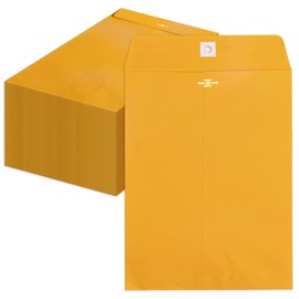 Clasp Envelopes 10x13, 100 Pack Goefun Manilla Envelopes 10x13-100GSM Heavy Kraft Paper, Brown Yellow Large Envelopes with Clasp and Gummed Seal for Mailing