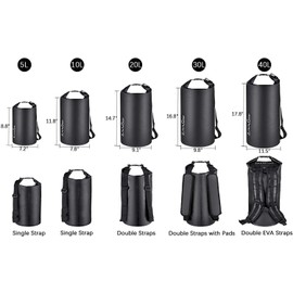 (Black, L) - OMGear Waterproof Backpack With Waterproof Phone Pouch 30L/40L Floating Dry Bag Sack For Kayaking Boating Sailing Canoeing Rafting Hiking Camping Outdoors Activities