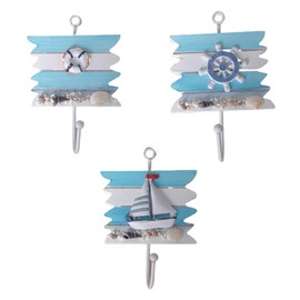 Yardwe 3 Pcs Nautical Wall Hooks Towel Robe Coat Hat Key Hook Nautical Coastal Beach Sea Home Decor Ornaments
