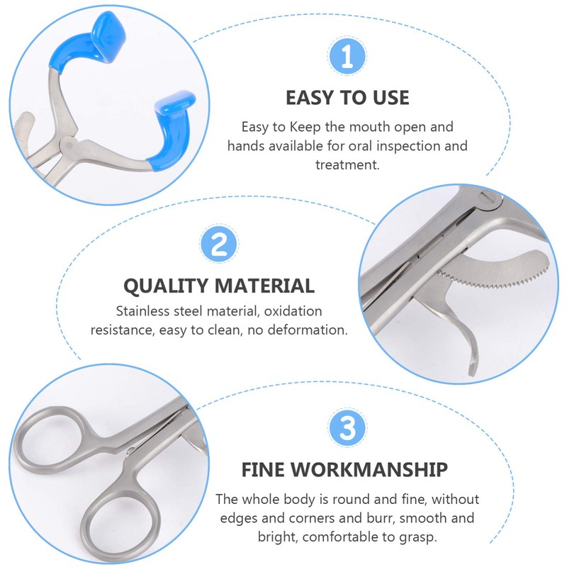 Healifty Tooth Mouth Opener, Stainless Steel Mouth Separator, Cheek Roller,