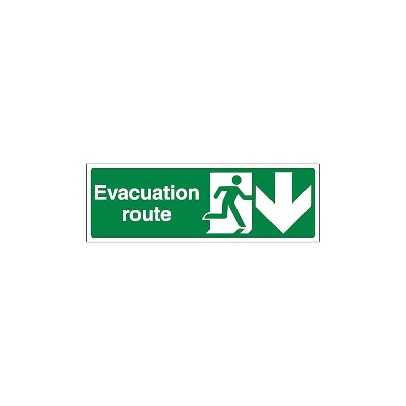 V Safety Evacuation Route Arrow Down 300 x 100 mm