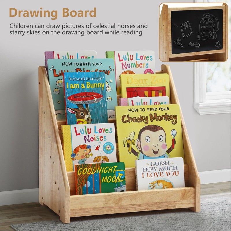 Nuoex Montessori Bookshelf for Toddler 1-5 Years, Kids Wooden 5-Tier