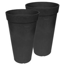 TierraVerde 2 Pack Aria Indoor Outdoor Self Watering Planter, 12.5" W x 20" H, Black