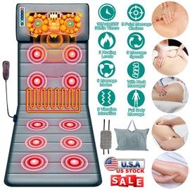 KOCASO Full Body Massage Mat with Heat - 10 Vibration Motors & 9 Modes，Back Massager, Neck Massager with with Neck Massage Pillow Timer Anti-Slip Bottom, Ma-ssage Chair Pad, Gifts