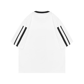 Aelfric Eden Graphic Tees Y2k Women Oversized T Shirts Striped Patchwork Crewneck Unisex Streetwear Tops White XL