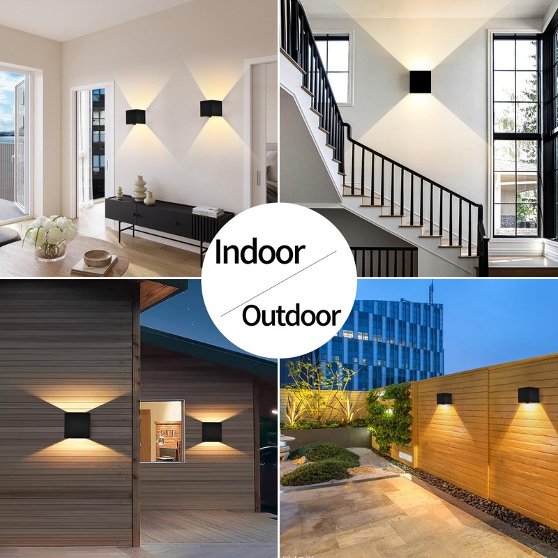 Mille Lucciole 12W 4Pack Outdoor Wall Lights Exterior/Interior,LED Black Outdoor