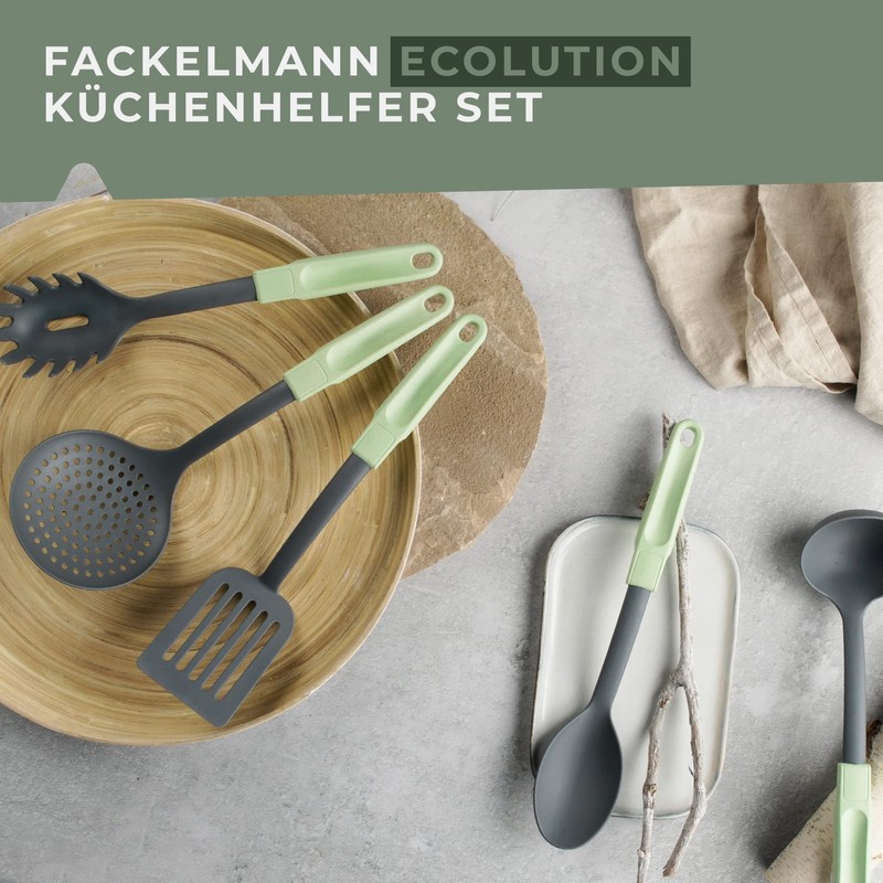 FACKELMANN Serving Spoon 32 cm, Plastic, Mint Green/Light Grey, 330