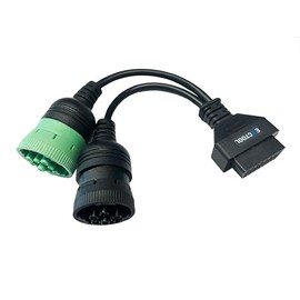 Exctool 6 Pin J1708 9 Pin J1939 to 16 Pin OBD2 OBD II Adapter Cable Plug Converter for Commercial Vehicles and Heavy Duty Trucks