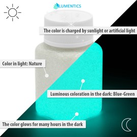 LUMENTICS Glitter Light Paint, 100 g, Blue, Green, Stars, Indoor Use, Glow in the Dark, Photoluminescent, Fluorescent, UV Pigments